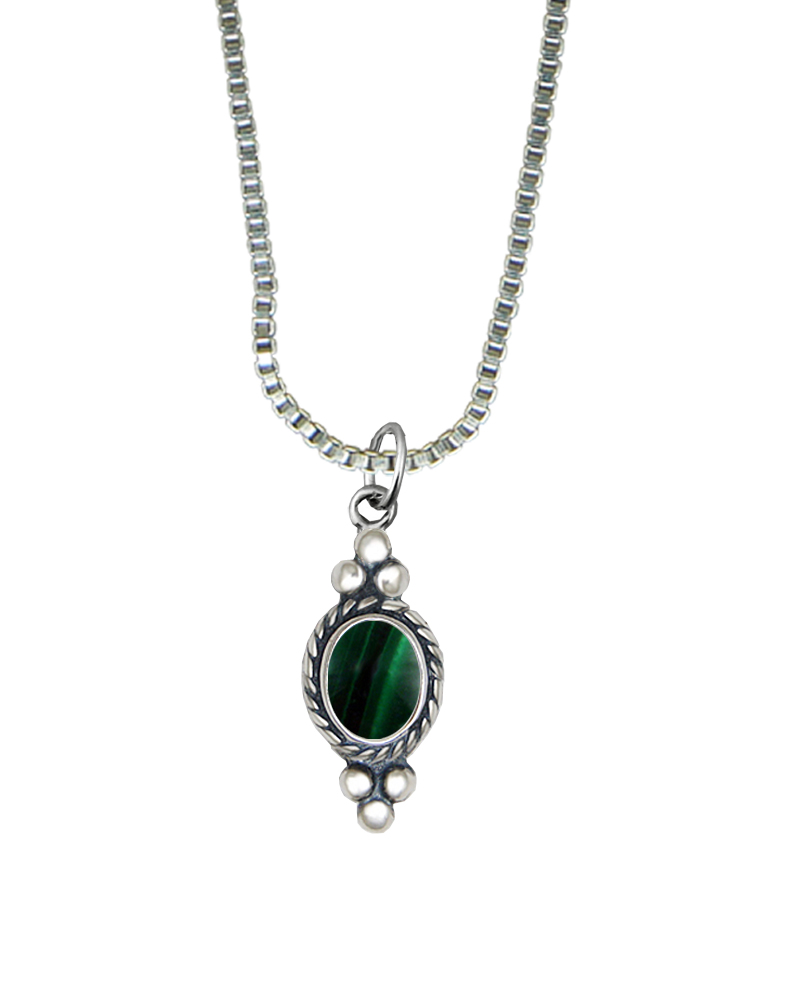 Sterling Silver Little Malachite Pendant Necklace